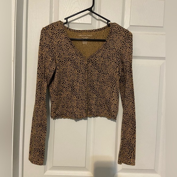 American Eagle Outfitters Tops - AMERICAN EAGLE Womens Soft & Sexy Plush Animal Print Cardigan Button Front Xs